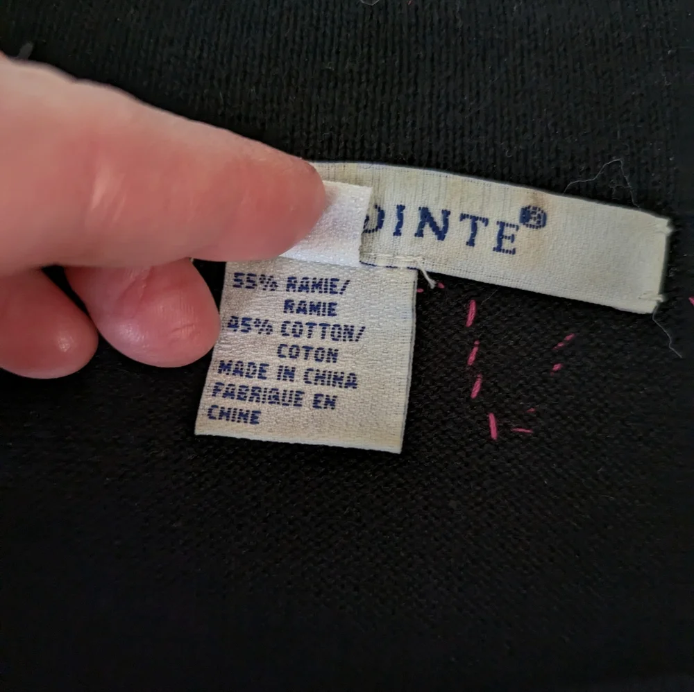 Vintage Belle Pointe Beaded Butterfly Sweater Size Medium Black 3/4 Sleeve‎